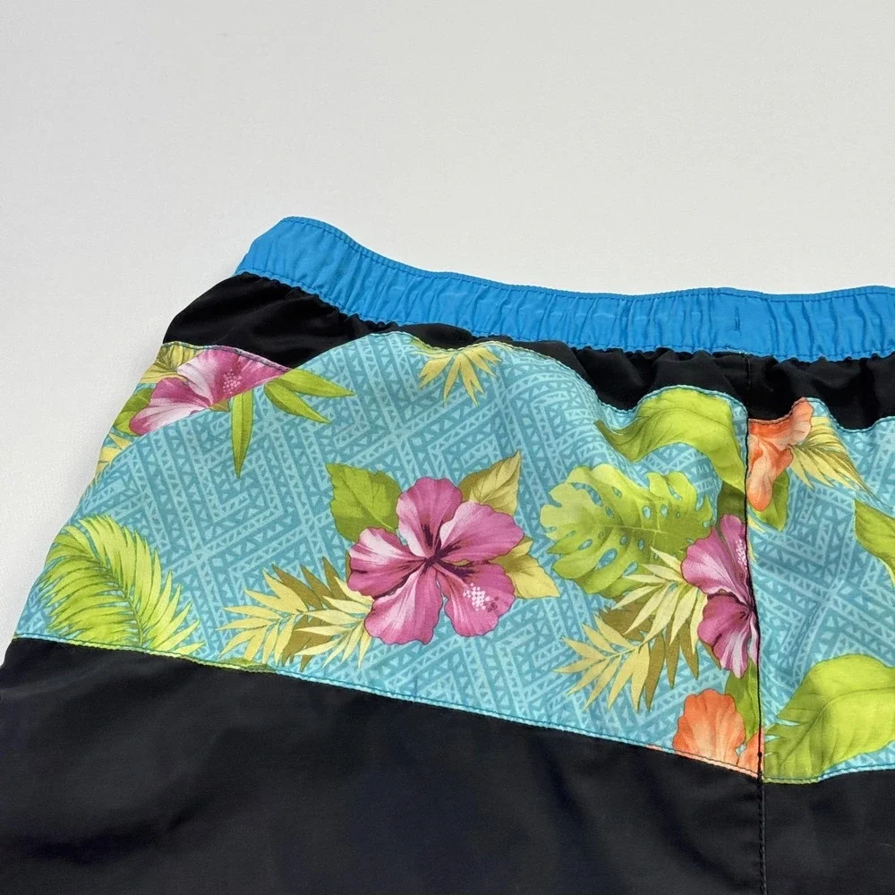 Tommy Bahama Relax Shorts Mens XL Black Hawaiian Floral Swim Trunks Mesh Lined‎
